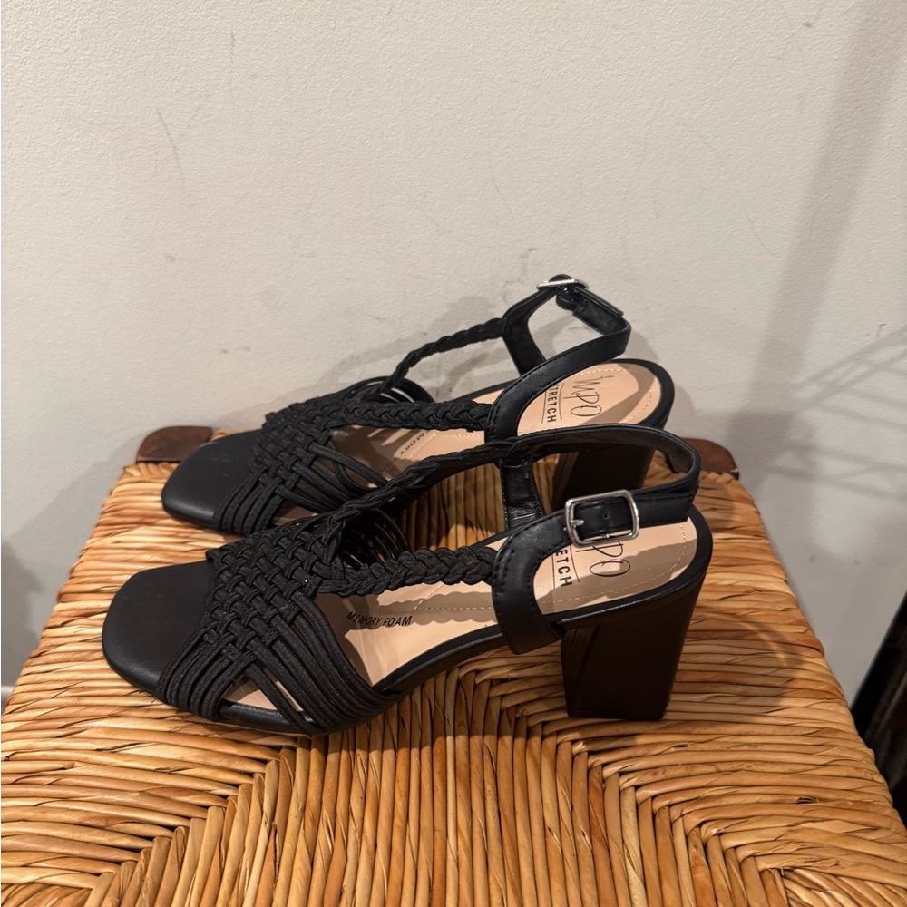 Impo Black Braided Heeled Sandals